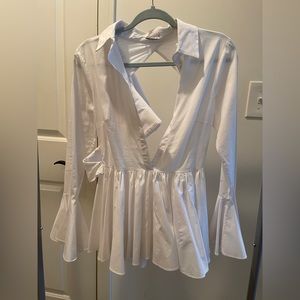 ASOS pleated White Button Down blouse Size 4